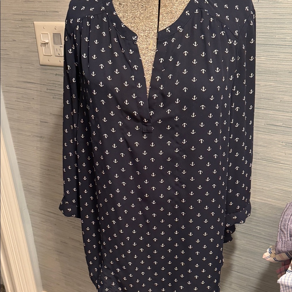 Dalia Navy Anchor Print Blouse
